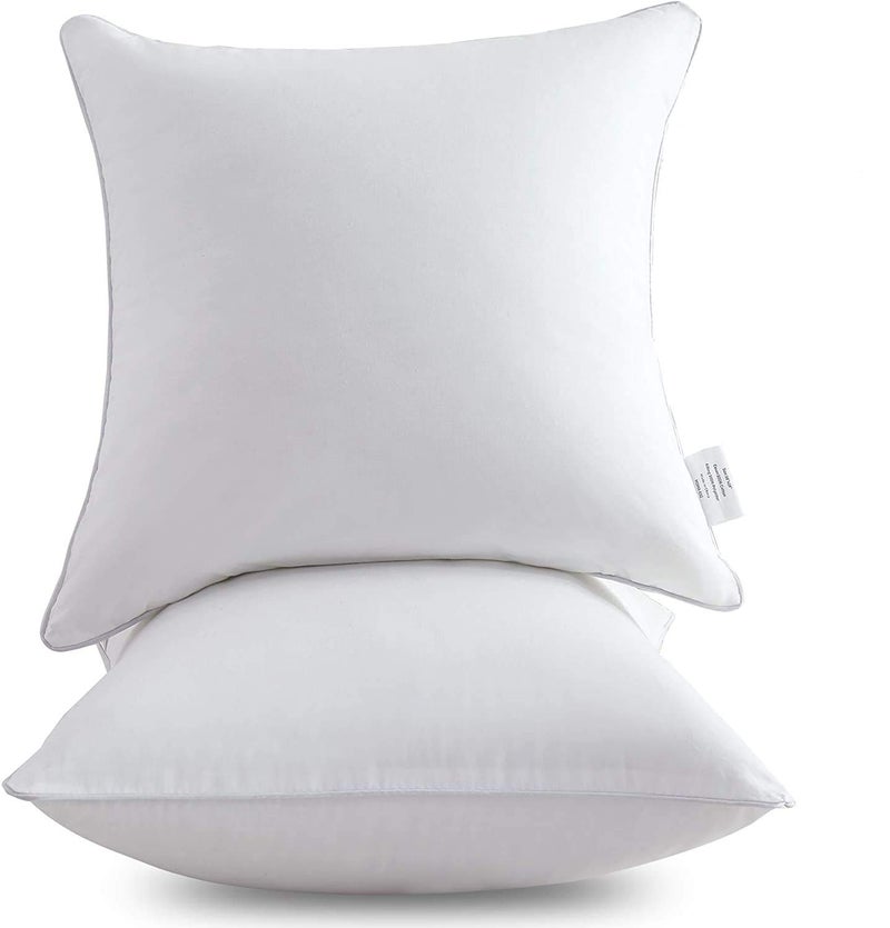 Leeden 20 x 20 Pillow Inserts (Set of 2) - Throw Pillow Inserts with 100% Cotton Cover - 20 Inch Square Decorative Pillows for Sofa, Couch, Bed and Home Decor - Image 1